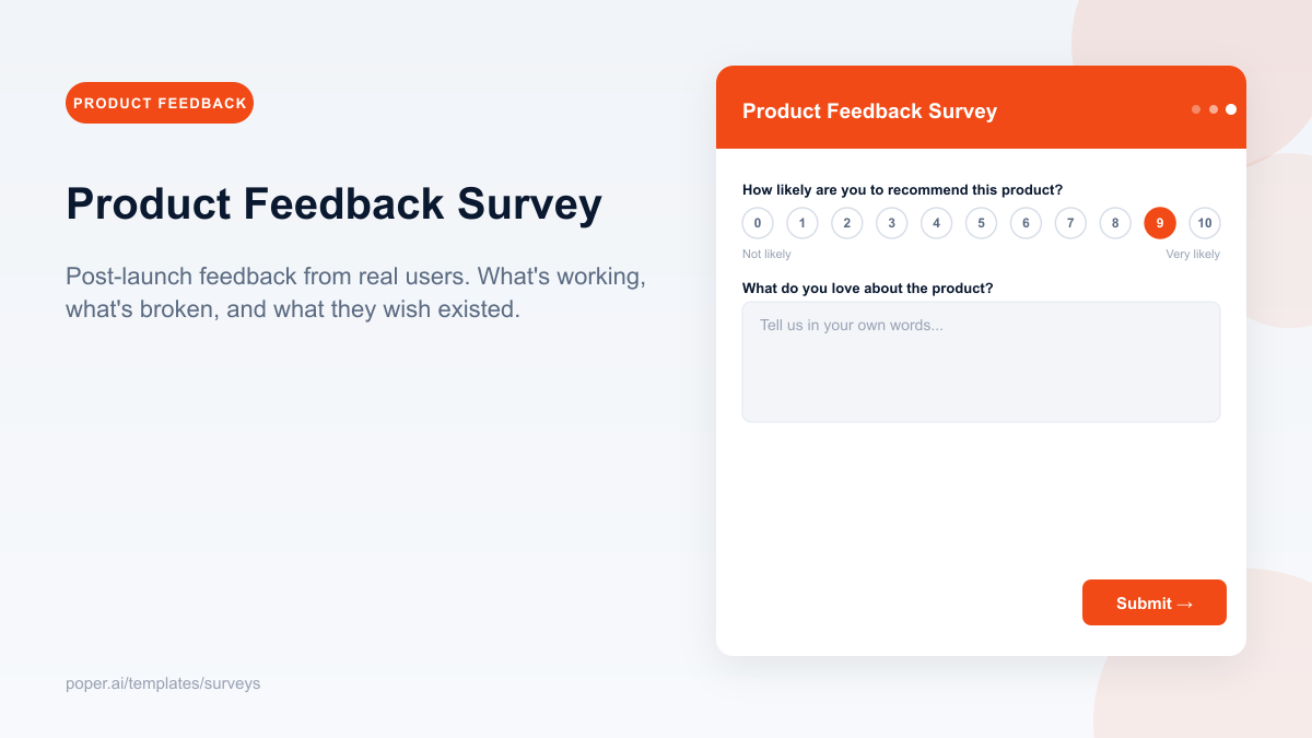 Product Feedback Survey template preview