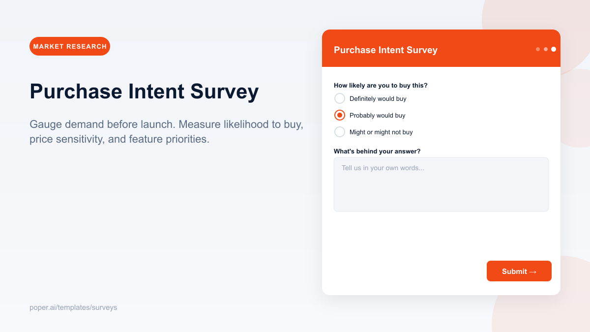 Purchase Intent Survey template preview