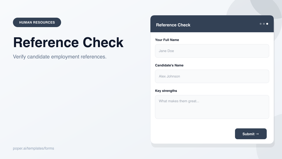Employment Reference Check template preview