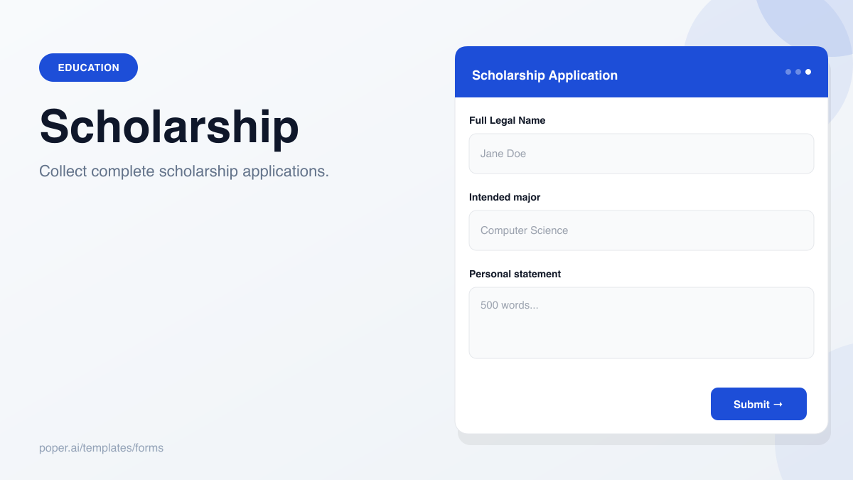 Scholarship Application template preview