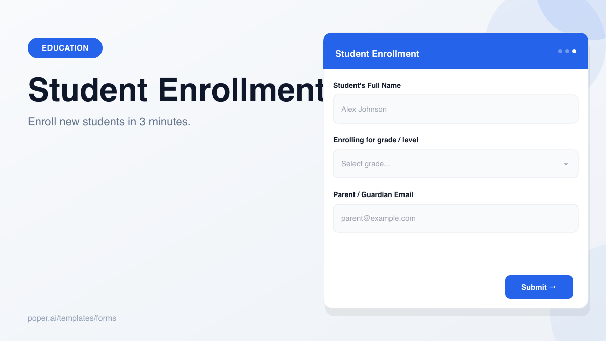 Student Enrollment Form template preview