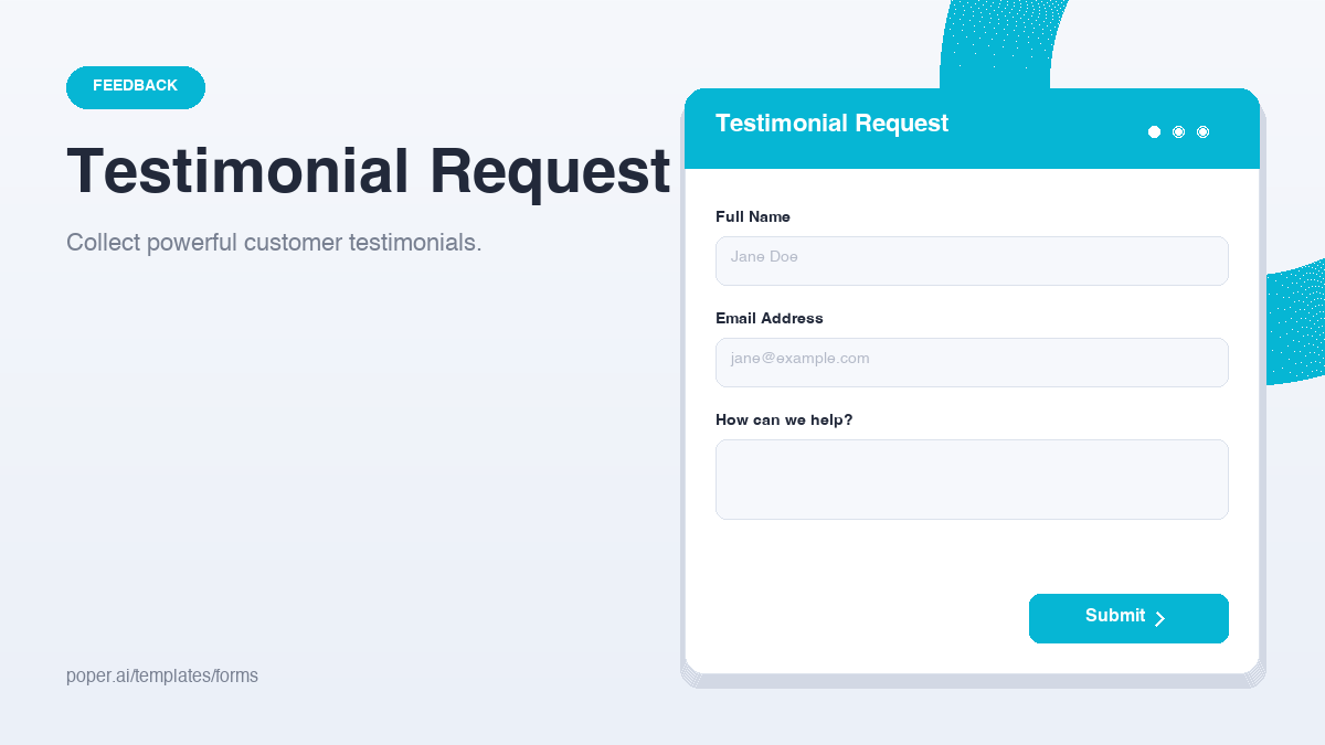 Testimonial Request Form template preview