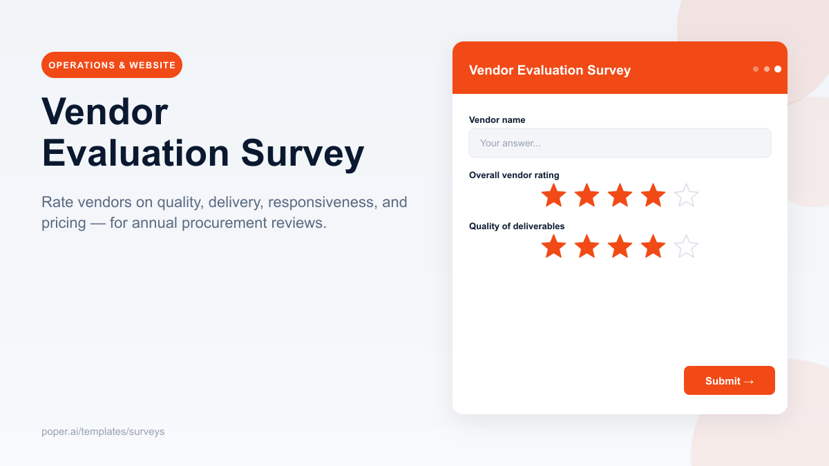 Vendor Evaluation Survey template preview