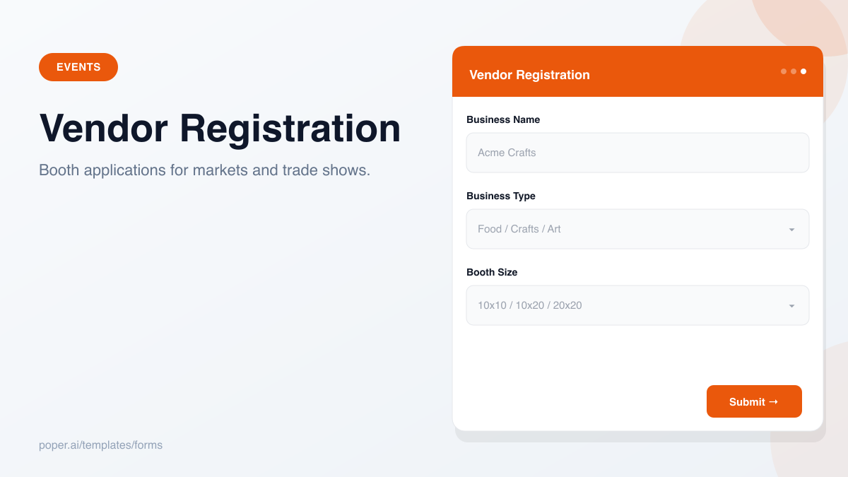 Vendor Registration Form template preview