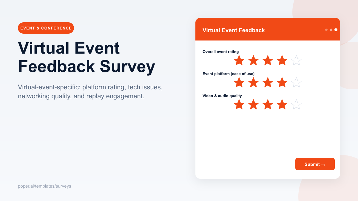 Virtual Event Feedback Survey template preview