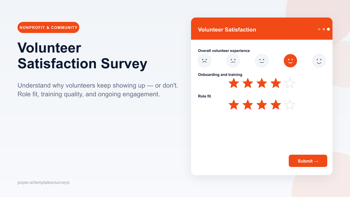 Volunteer Satisfaction Survey template preview