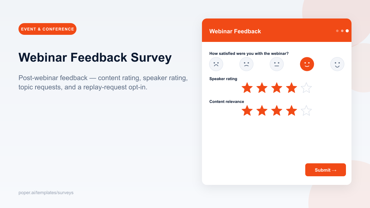 Webinar Feedback Survey template preview