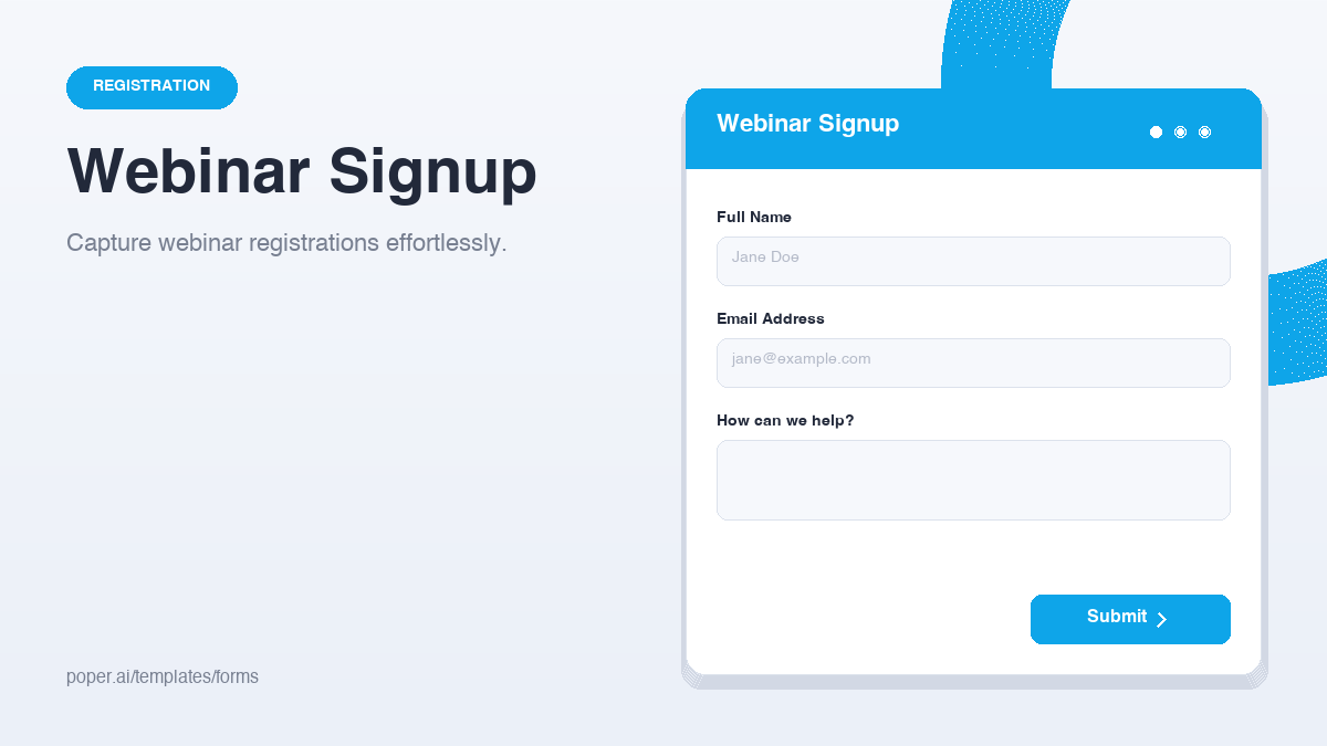 Webinar Signup Form template preview