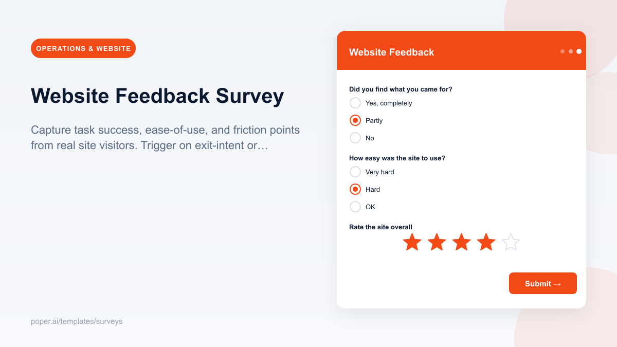 Website Feedback Survey template preview