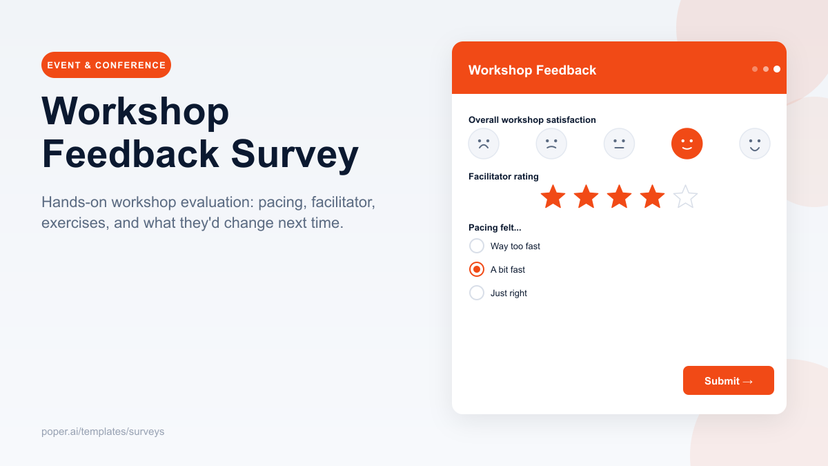Workshop Feedback Survey template preview