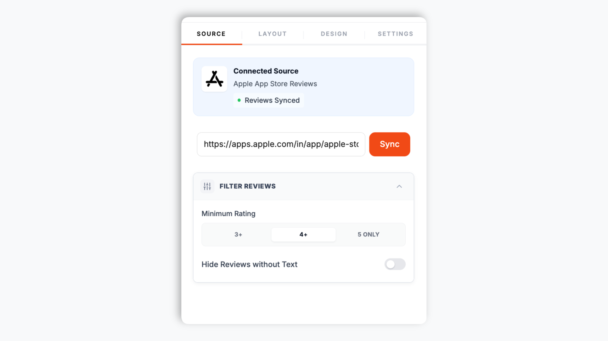 Poper builder with a single input field where the user pastes their Apple App Store listing URL
