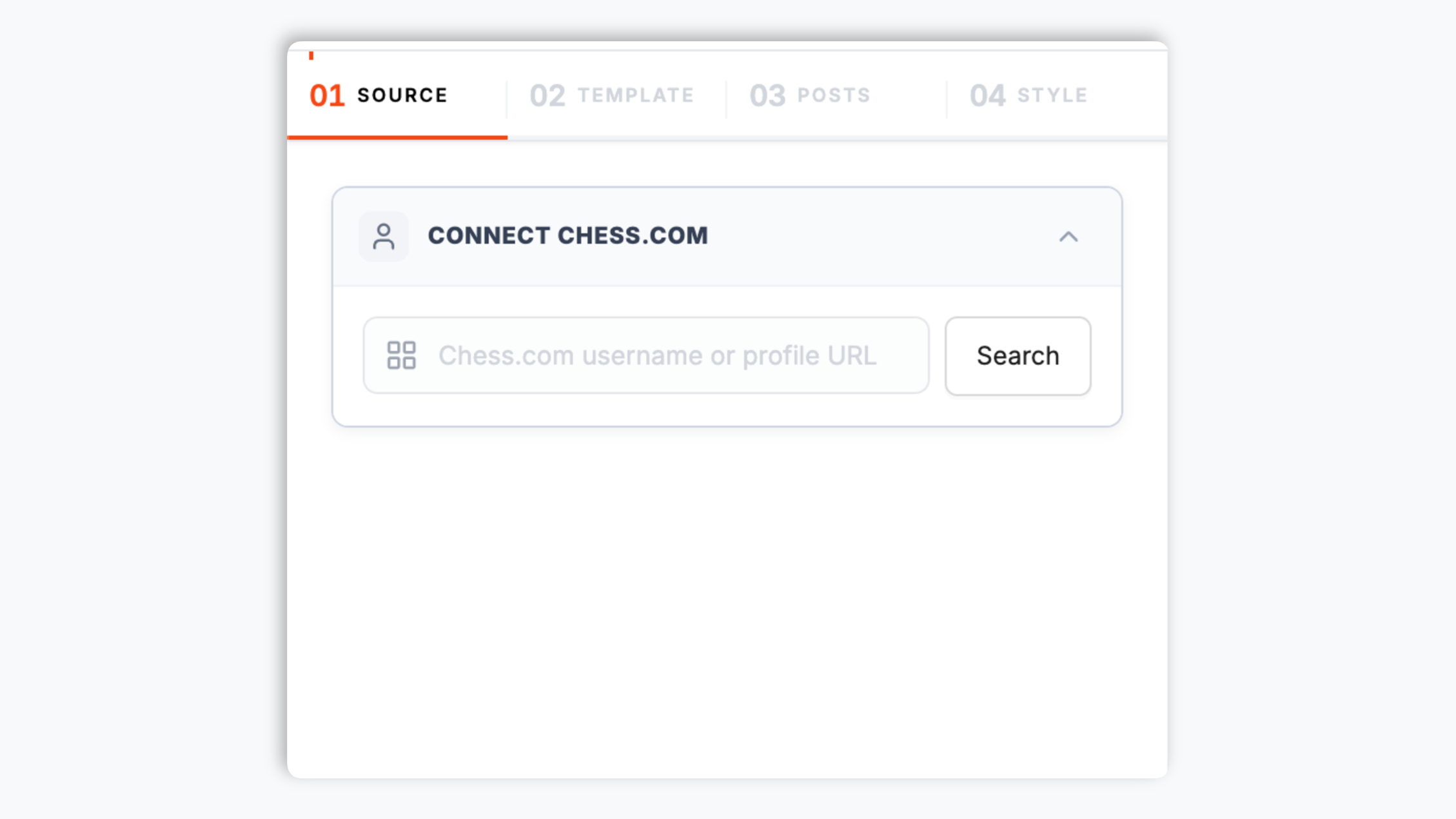 Poper widget builder showing a Chess.com username search field with a username entered, a member badge, and a Connect button