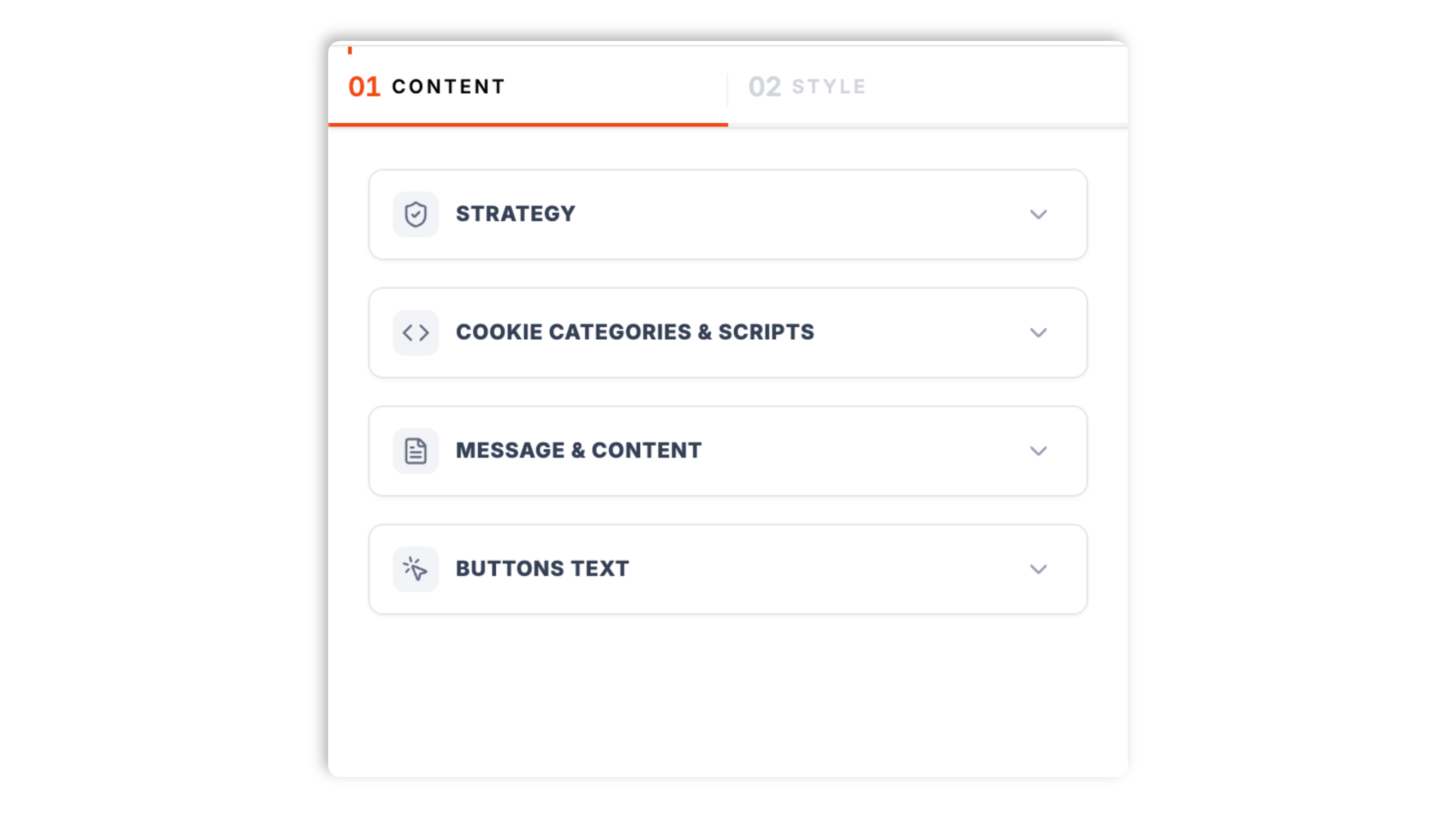 Poper cookie consent builder showing a compliance-mode toggle for Notify only and Ask for consent, plus a script list with category dropdowns for Necessary, Functionality, Tracking, Targeting
