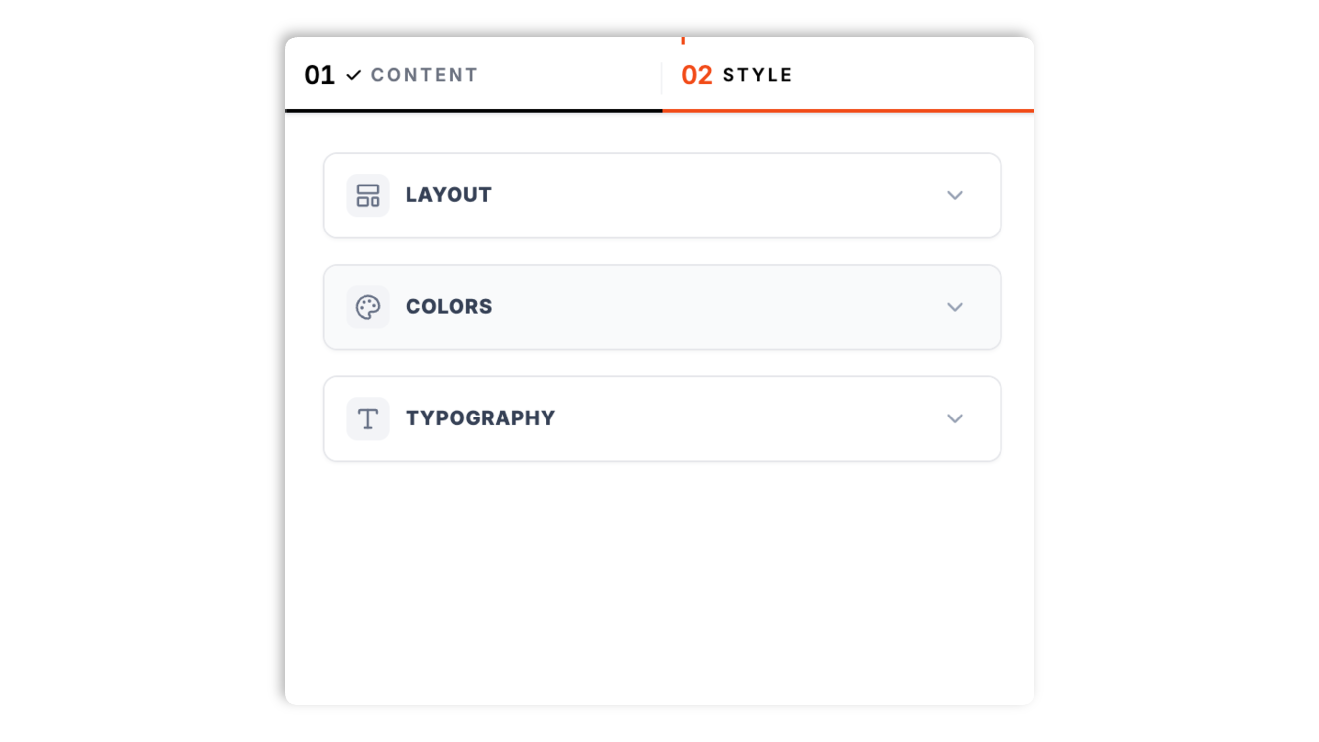 Layout picker showing 5 cookie banner layouts (bottom bar, top bar, floating left, floating right, floating center) plus background, text, link, and button color controls