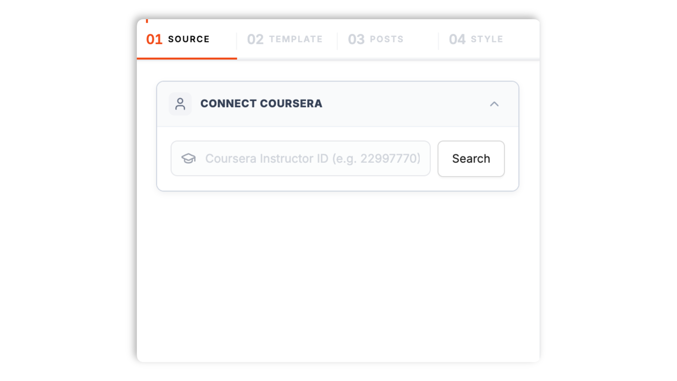 Poper widget builder with a Coursera instructor ID field, an instructor profile result, and a Connect button