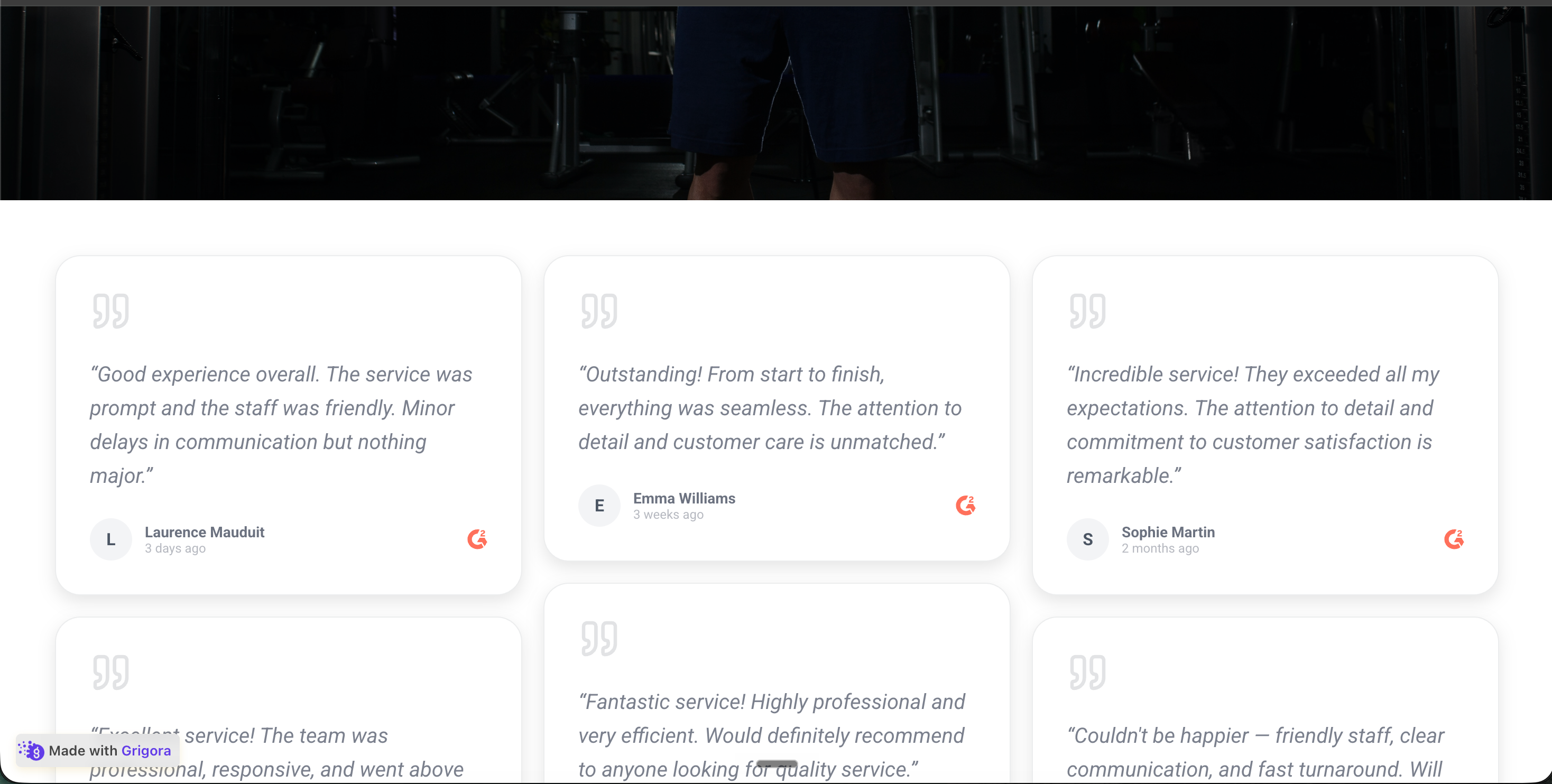 Acme Analytics' own branded SaaS marketing site with the Poper G2 reviews widget embedded inline showing the same 4.7-star rating and 3 review quotes where source data supports them