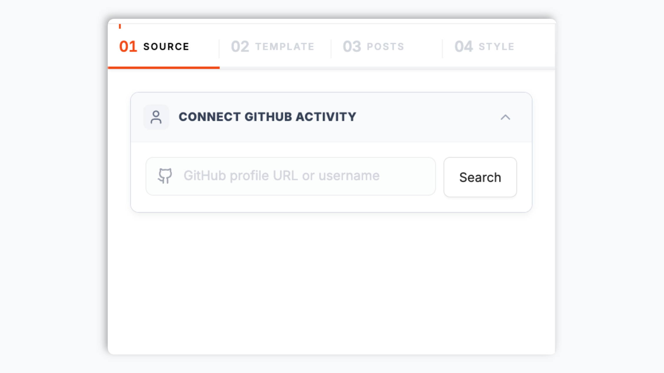 Poper widget builder showing the GitHub source input with github.com/mayachen, Octocat avatar, and a green Search button on a dark GitHub-style canvas