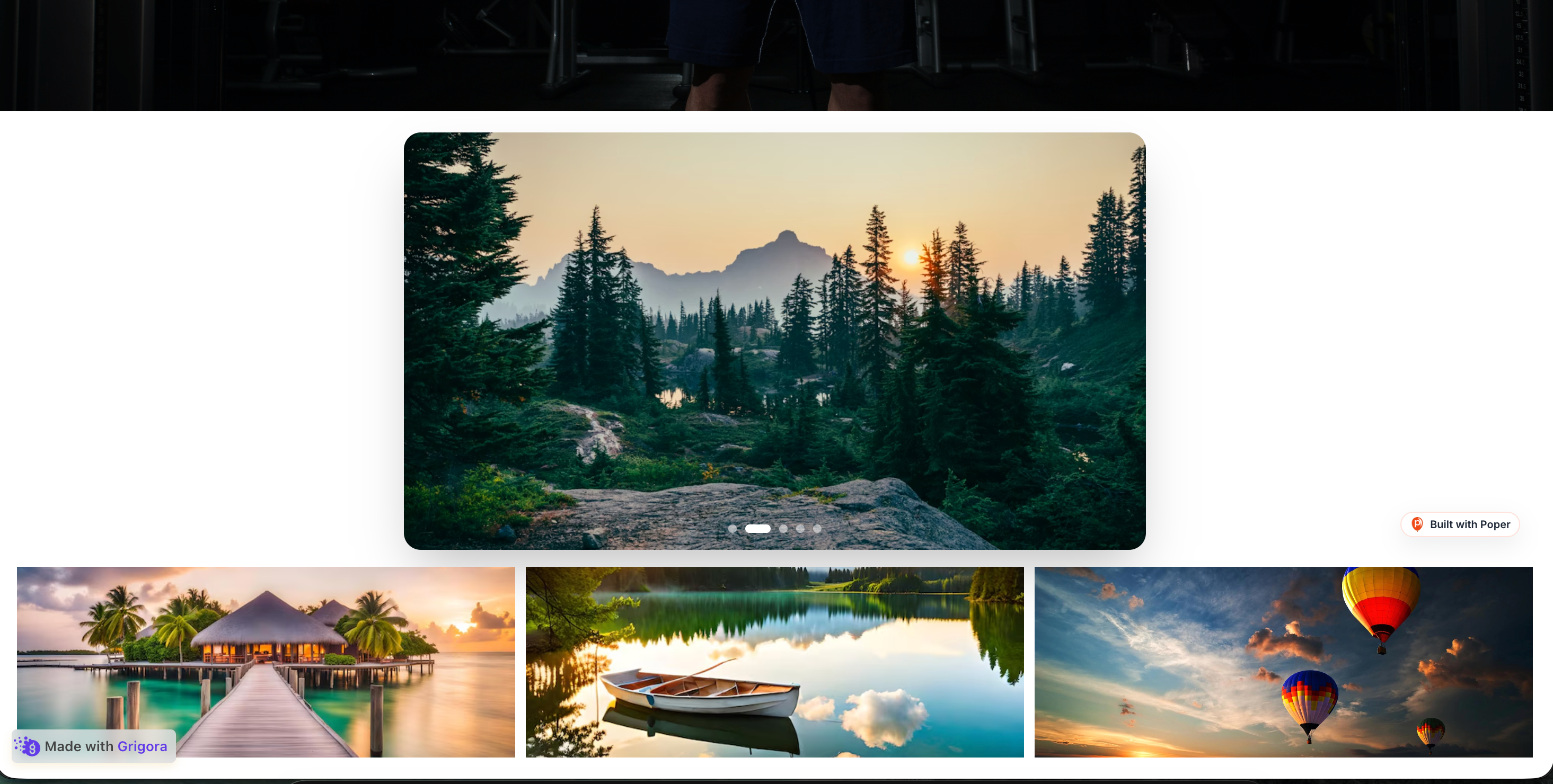 DTC fashion brand Everline website with the Poper image carousel embedded showing rotating hero slides with dot navigation and a Shop the Collection CTA