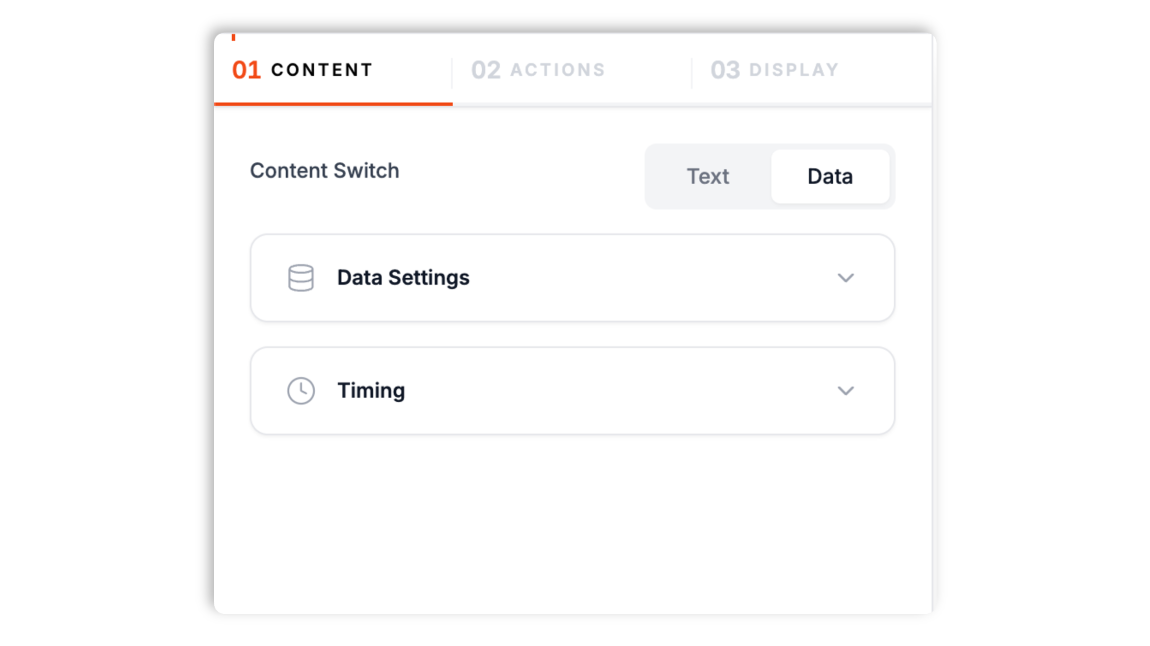 Poper builder showing the low stock widget content panel with a stock count field, headline input, and description input