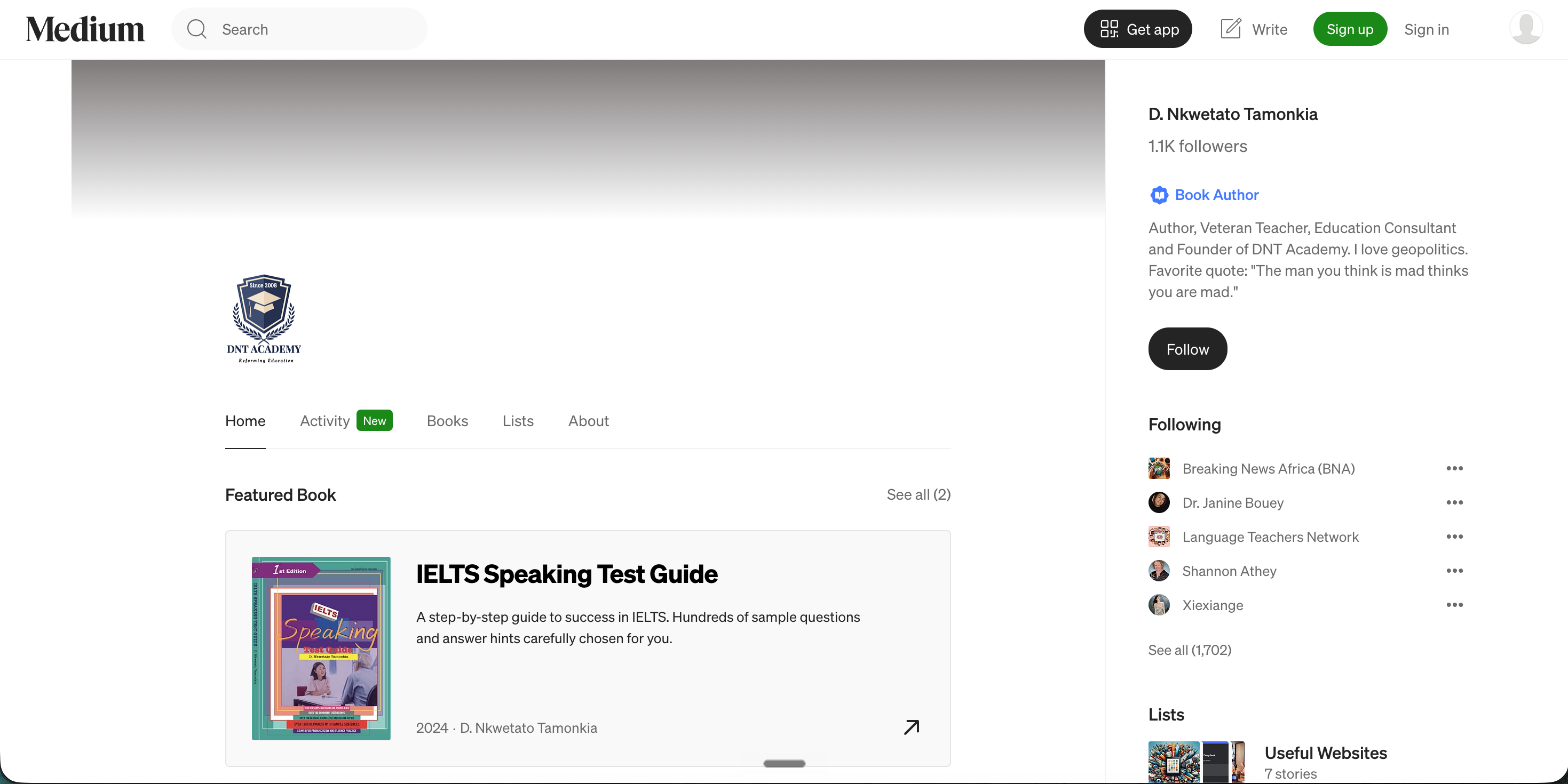Medium.com profile page for Marcus Acme (@marcus.acme) showing 12K followers, Top Writer in Technology badge, and three story cards: How I built a $1M open-source business by Maya Iverson (12 min, 4.2K claps), The end of front-end frameworks by Tom Reyes (8 min, 2.8K claps), and Why Rust is winning systems programming by Aïsha Khan (14 min, 6.7K claps)