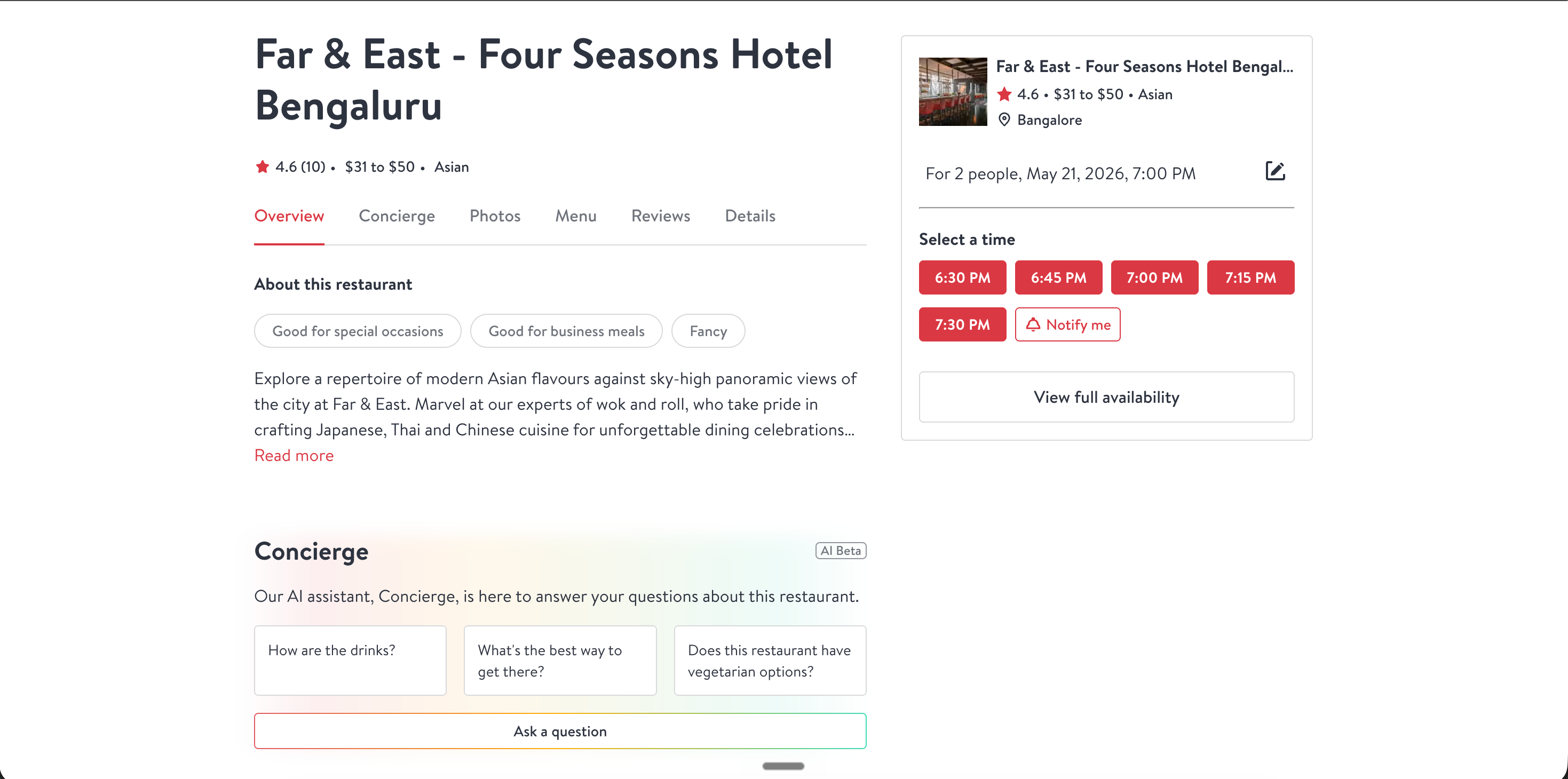 OpenTable.com restaurant page for Trattoria Bella in NYC showing 4.8 star rating from 1,247 Source reviews where available, Diners' Choice 2026 award, overall/food/service/ambience rating bars, three source-diner reviews from Helena, James and Aïsha, and a Reserve red CTA with 7:00 PM, 7:30 PM, 8:00 PM time slots