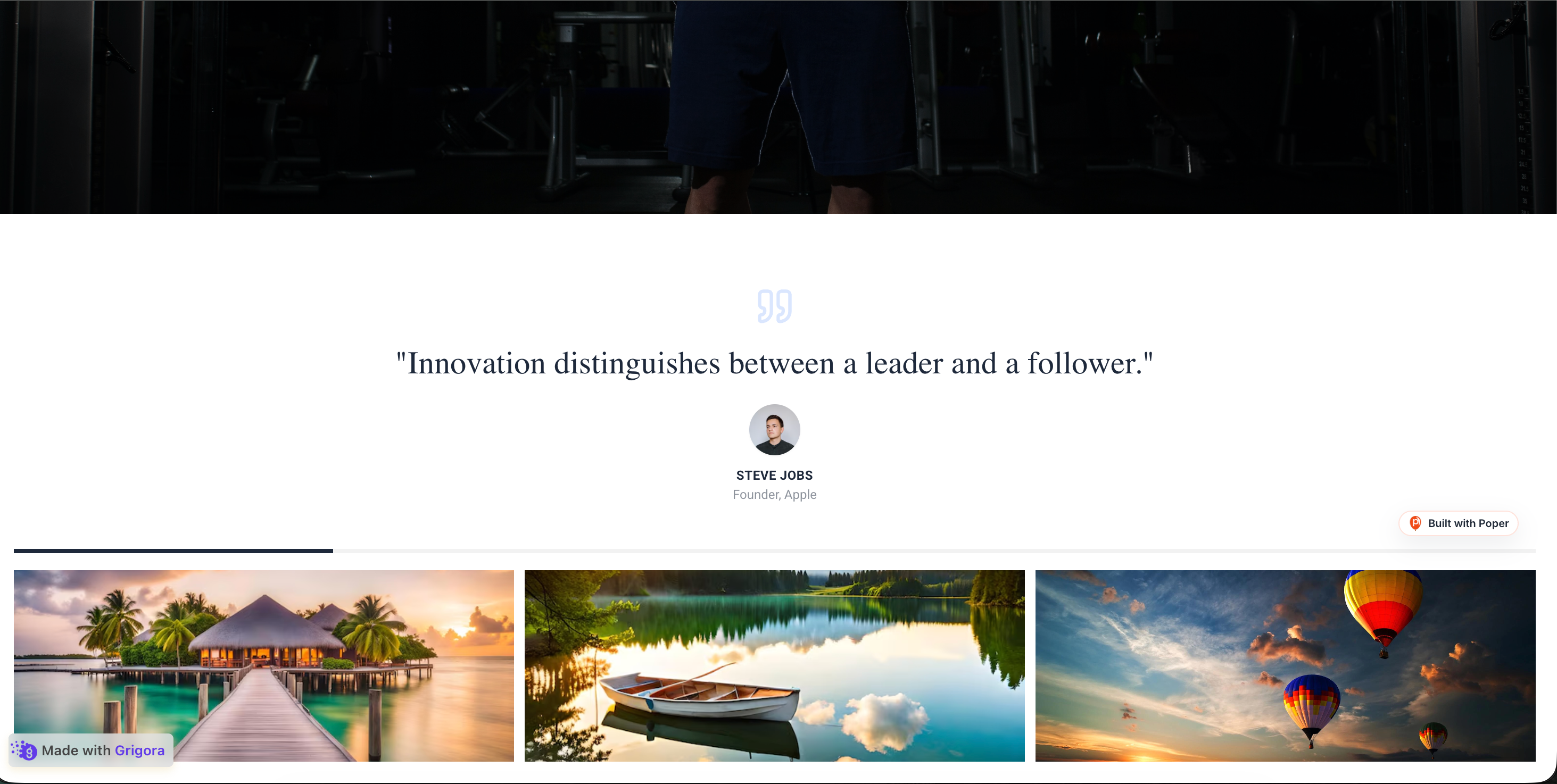 northstar-saas.com SaaS site with a deep-rose hero and an embedded quotes carousel rotating curated customer quotes with author photos