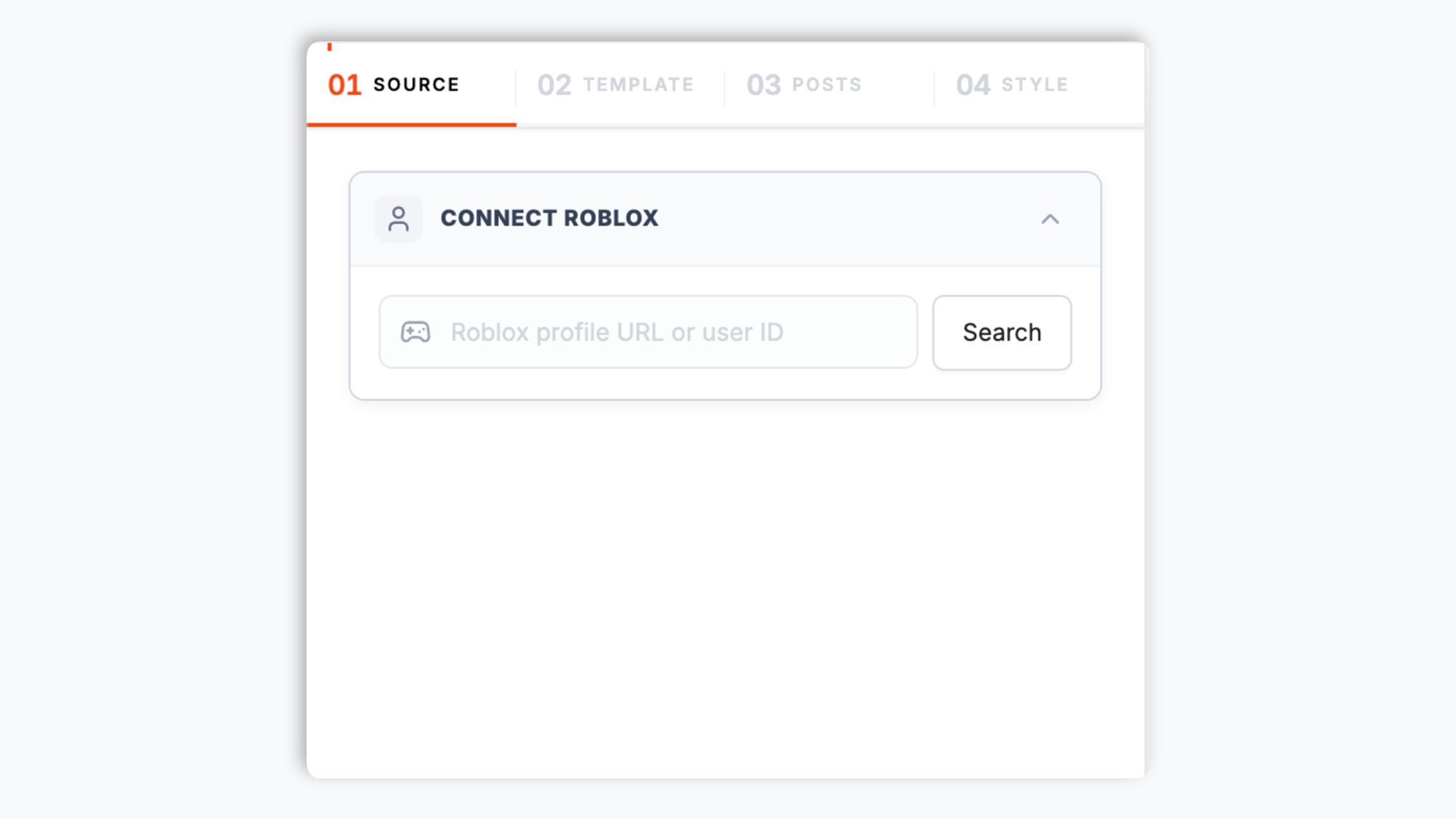 Poper widget builder connecting Roblox creator AcmeRoblox via roblox.com/users/acmeroblox with visit counts, Top Creator badge, and Roblox red Connect button