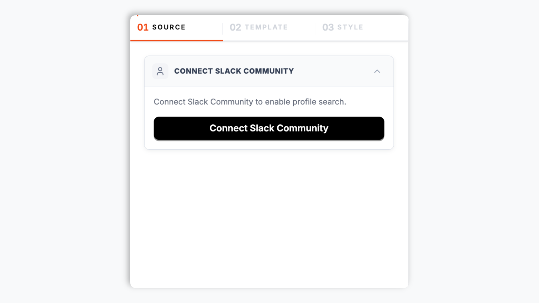 Poper widget builder showing Slack workspace picker with acme-oss.slack.com selected, public channel chips for #help, #showcase, #general, #intros and a purple Connect Slack button