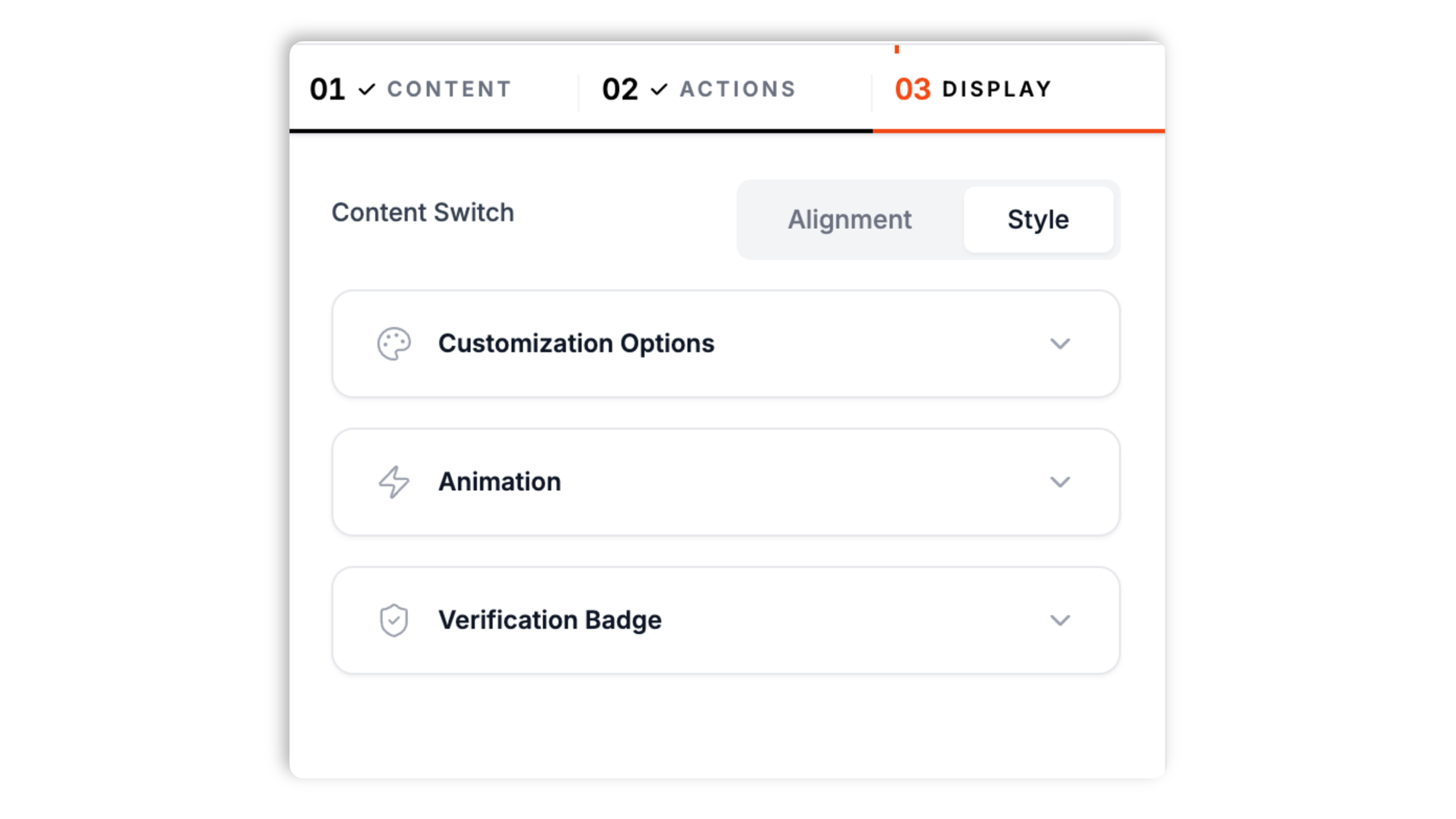 Poper builder layout picker for the live visitor counter showing toast positions, a brand color swatch, font selector and Apply button