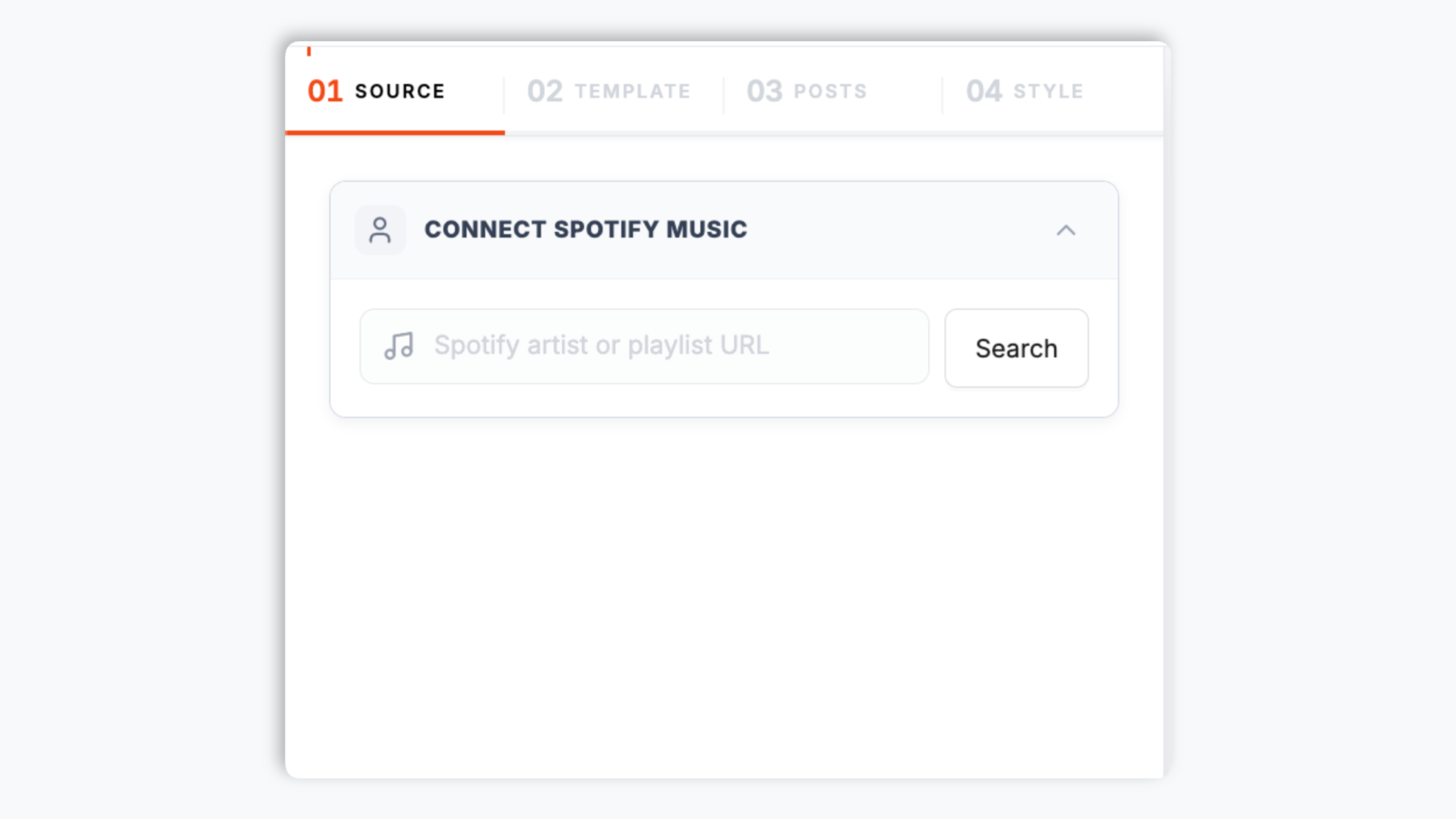 Poper widget builder showing the Spotify artist search input with Acme Band autocomplete result, 247K monthly listeners, Verified Artist badge, and a green Connect button
