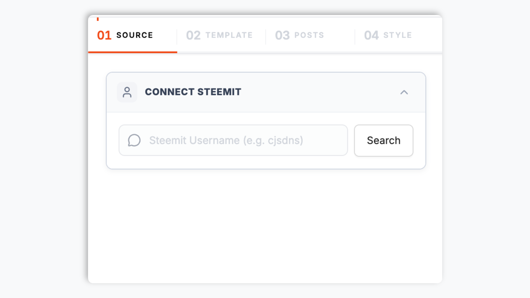Poper widget builder searching for @acmewriter on steemit.com showing a public author feed preview and a Steemit blue Connect button