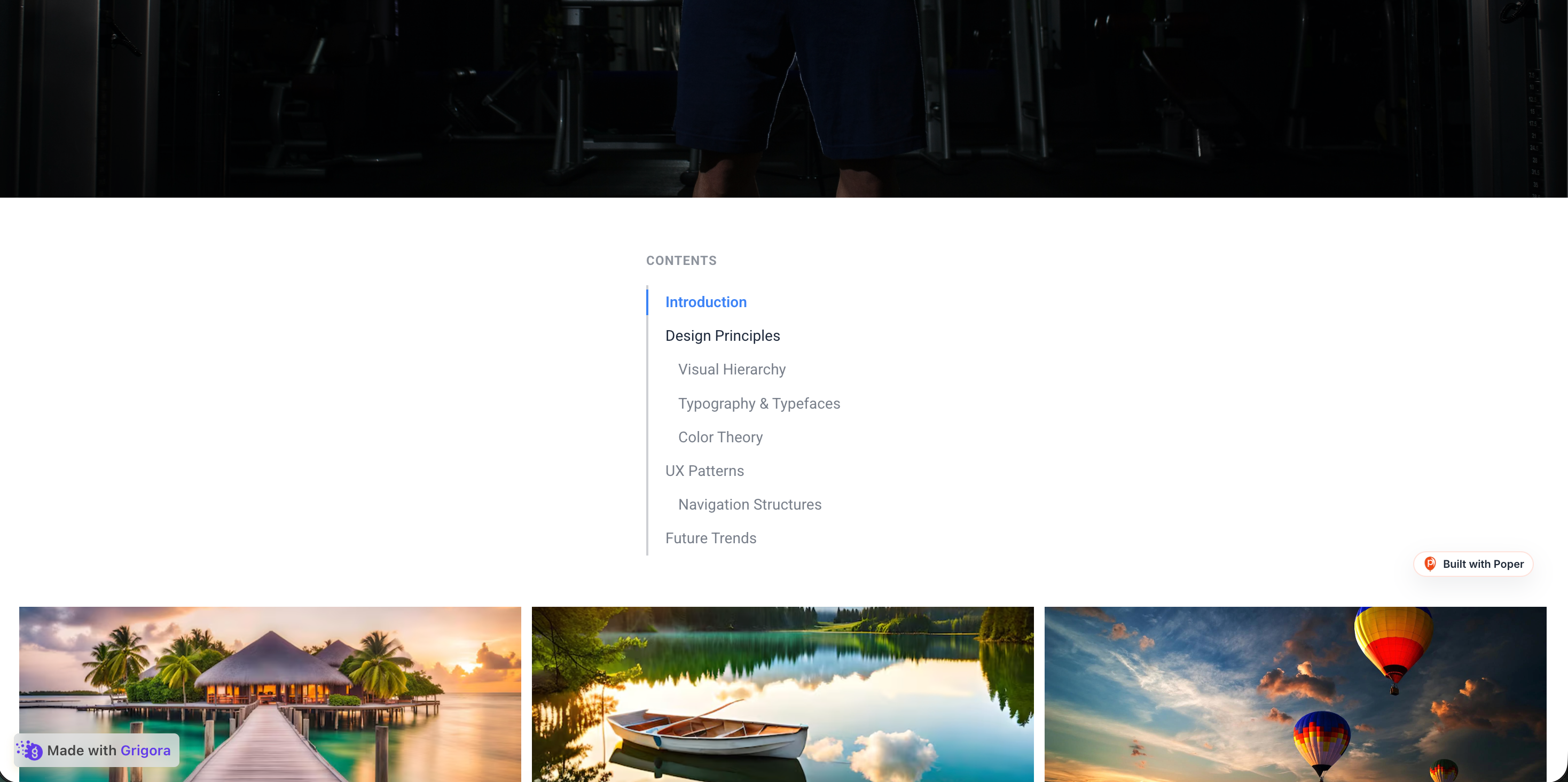 The same long blog article on the customer site in a deep-rose and cream palette with a Clean Line table of contents listing eight jumpable headings and an AFTER label noting faster navigation