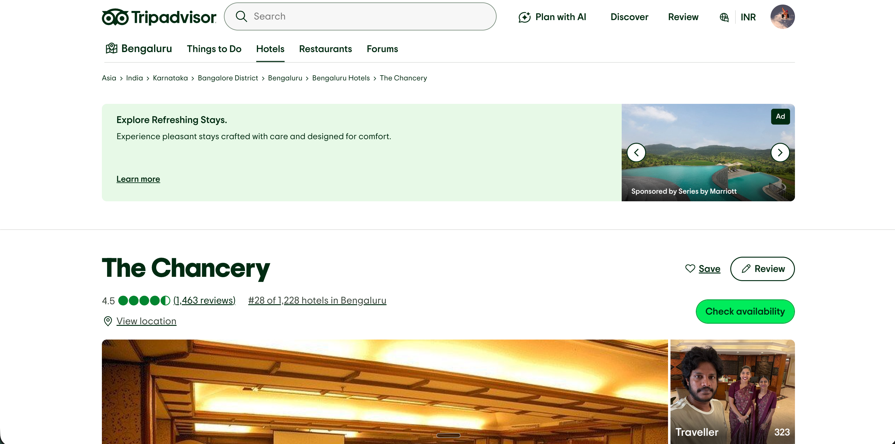 TripAdvisor.com hotel page for Aurora Boutique Hotel showing a 4.8 bubble rating from 1,847 guest reviews and amenity highlights