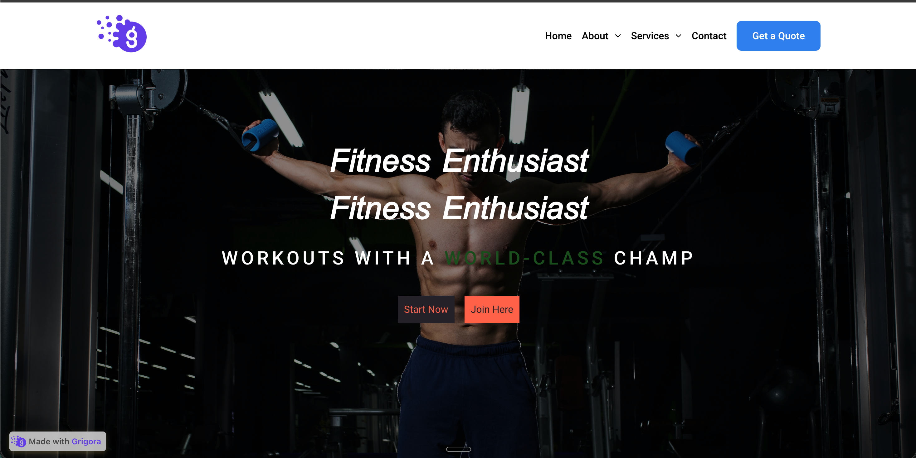 Generic landing page with hero, feature grid, and footer but no clear conversion call to action
