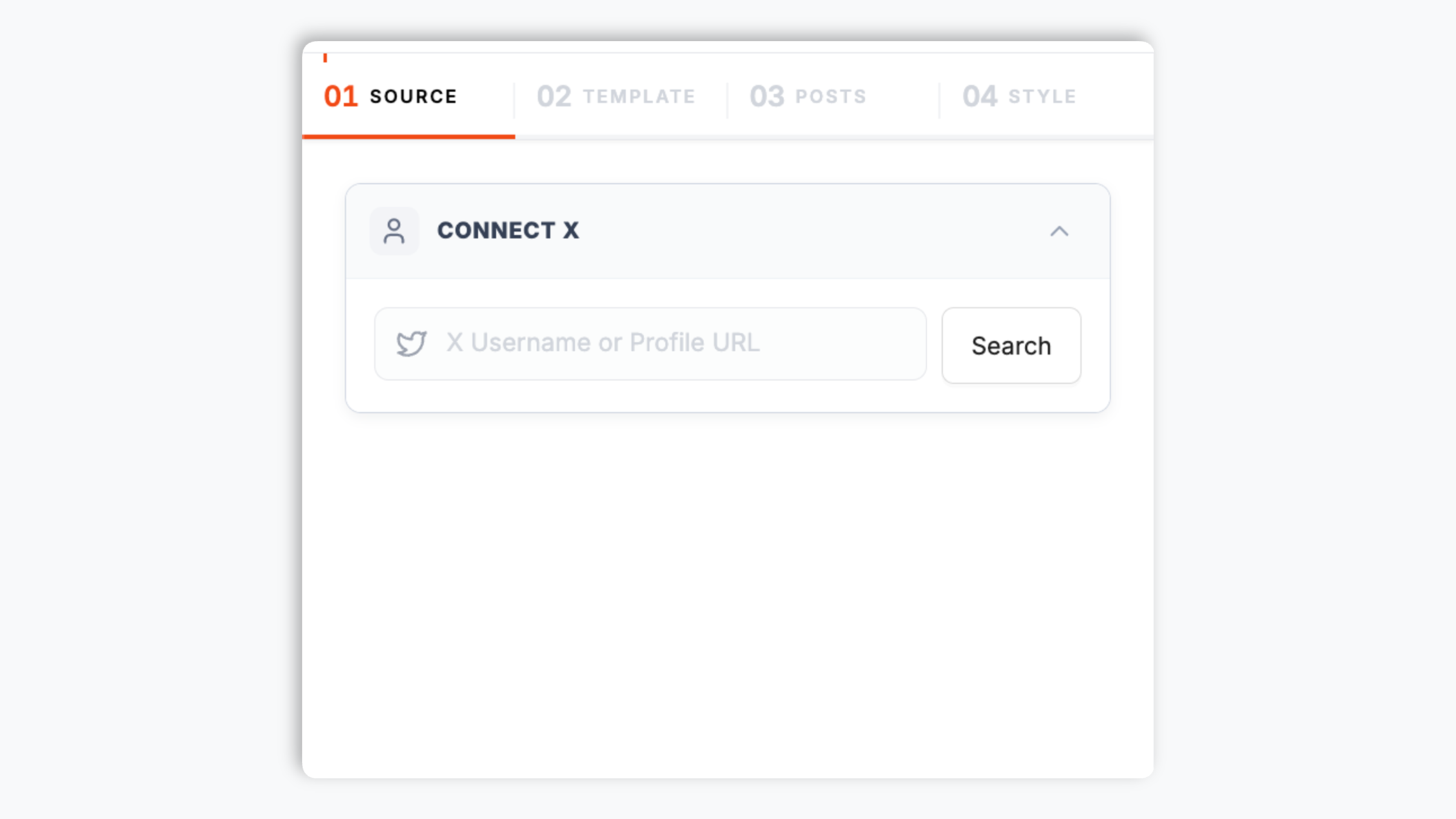 Poper widget builder showing X account search with @acme_news resolving to x.com/acme_news, a verified check, and a black Connect button